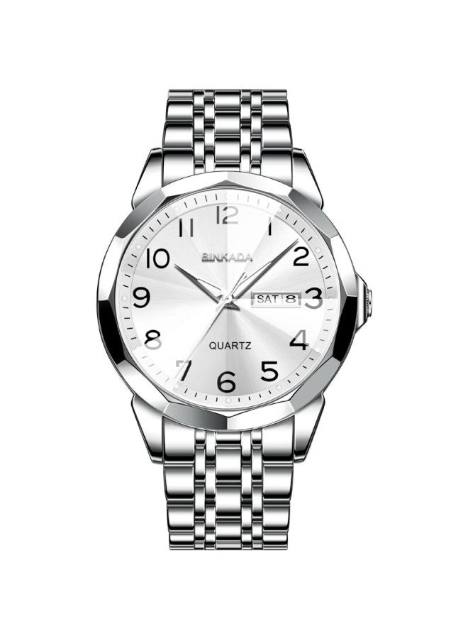 Binkada Middle-aged And Elderly Men's Watch With Large Digital Display, Luminous Mechanical-style Quartz Watch, Gift For Father Or Dad - Image 4