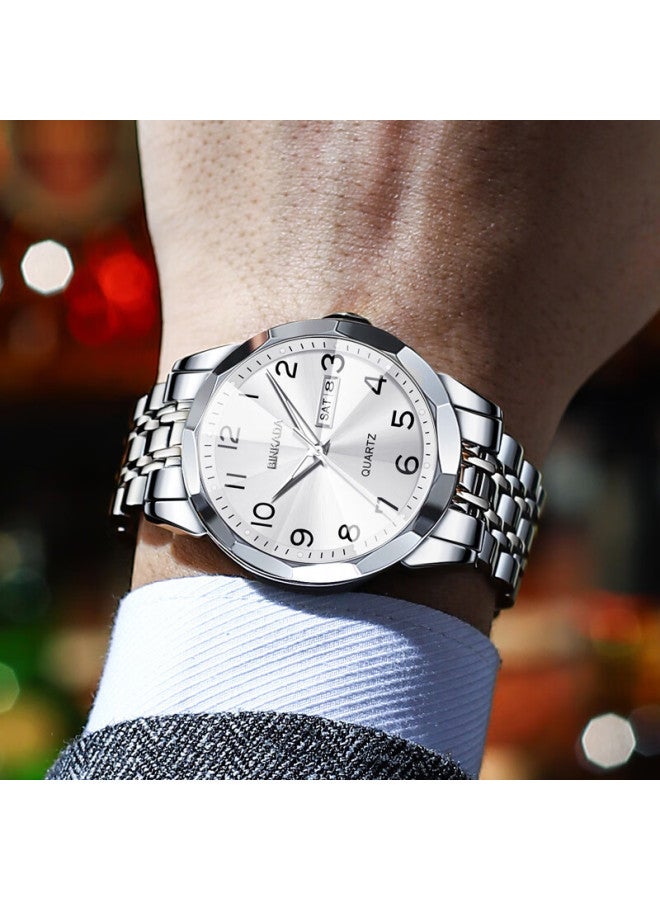 Binkada Middle-aged And Elderly Men's Watch With Large Digital Display, Luminous Mechanical-style Quartz Watch, Gift For Father Or Dad - Image 2
