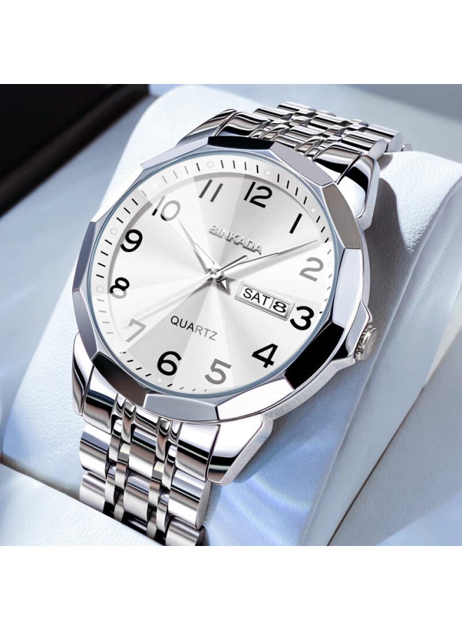 Binkada Middle-aged And Elderly Men's Watch With Large Digital Display, Luminous Mechanical-style Quartz Watch, Gift For Father Or Dad - Image 1