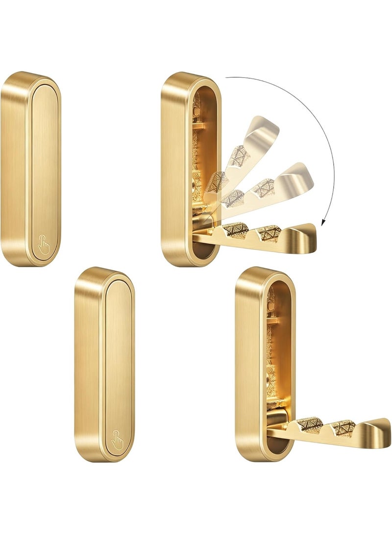 4PCS Folding Coat Hook, Heavy Duty Wall Hooks Made of Zinc Alloy, Foldable Gold Wall Hooks for Hanging Coats, Scarves, Hats, Bathrobes, Keys, Bags (Gold) - Image 1