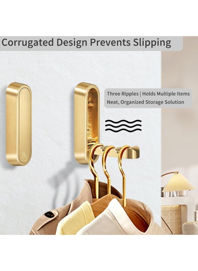 4PCS Folding Coat Hook, Heavy Duty Wall Hooks Made of Zinc Alloy, Foldable Gold Wall Hooks for Hanging Coats, Scarves, Hats, Bathrobes, Keys, Bags (Gold) - Image 4