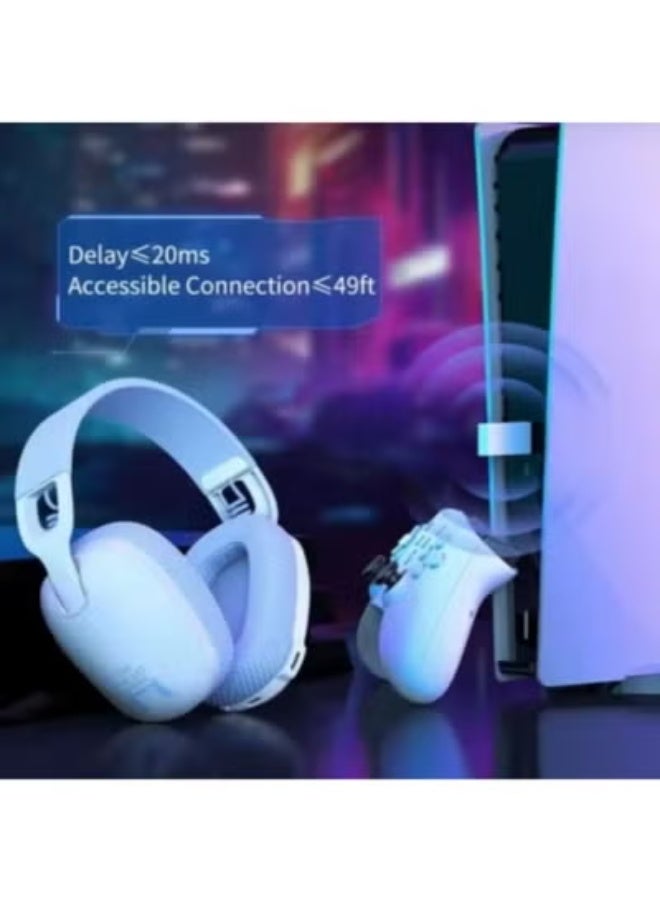 onikuma B2 Wireless Gaming Headset with Mic,Over-Ear Gaming Headphone for PS4, PS5, PC, Switch, Mac,2.4GHz Bluetooth 5.3 Gaming Headphones Noise Cancelling Earphohene with Microphone,White - Image 4