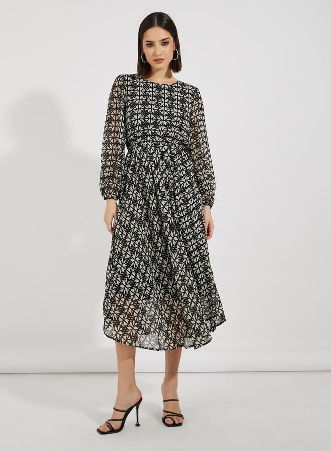 Styli Printed Chiffon Dress - Image 1