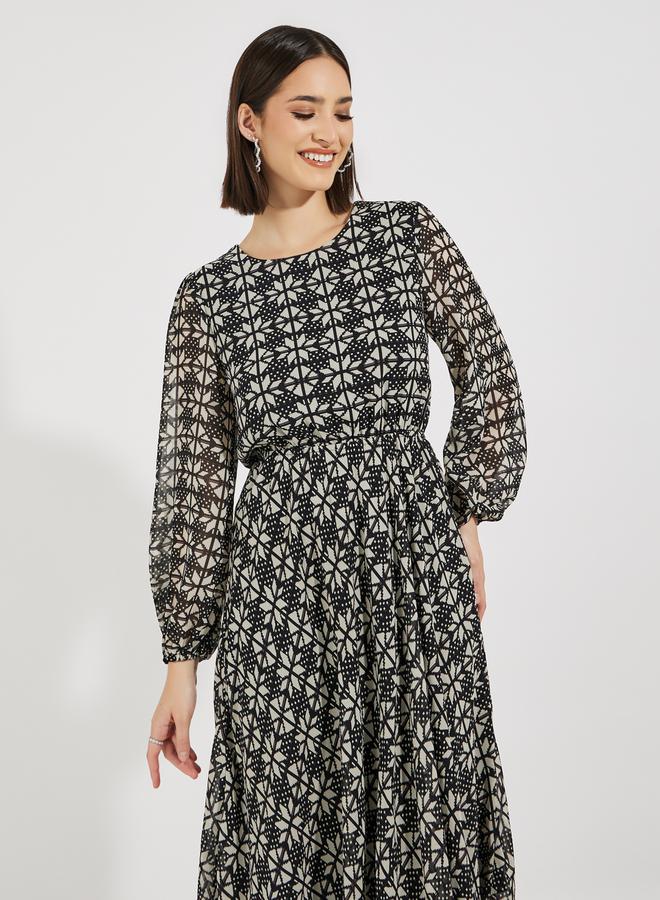 Styli Printed Chiffon Dress - Image 4