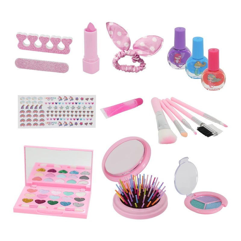Kids Makeup Kit Bag Star for Girls Real Washable Makeup Set Over 5 Years Old With Cute Princess Cosmetic Purse Pretend Play Toys - Image 2