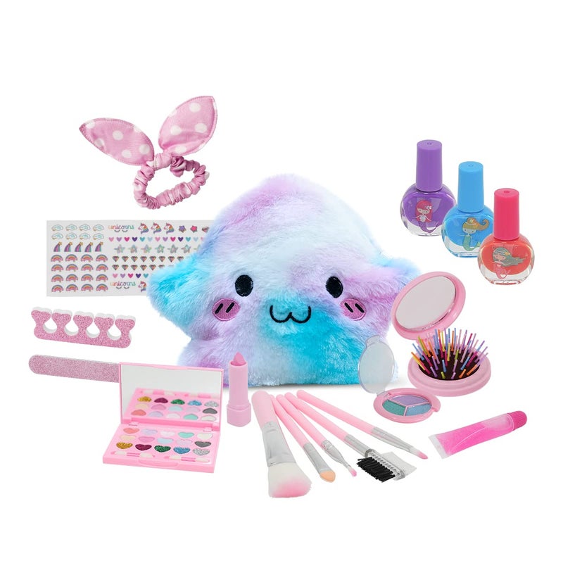 Kids Makeup Kit Bag Star for Girls Real Washable Makeup Set Over 5 Years Old With Cute Princess Cosmetic Purse Pretend Play Toys - Image 1