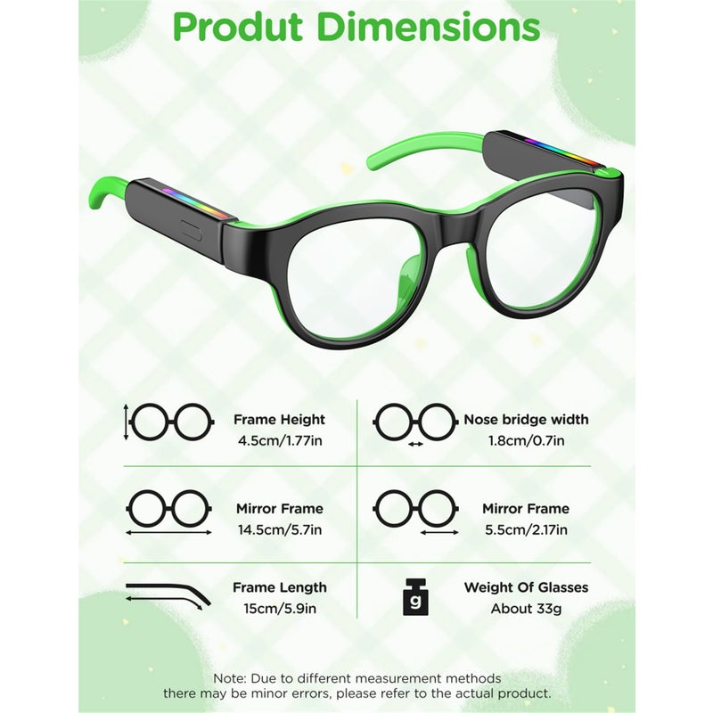 Smart Glasses Children's Smart Glasses RGB multicolour lighting effects Voice wake-up support Compatible with iOS, Android devices and tablets Suitable for both boys and girls Blue light protection with UV400 lenses Hands-free calling Open-ear design with microphone Magnetic charging support Battery life: 4-6 hours - Image 2