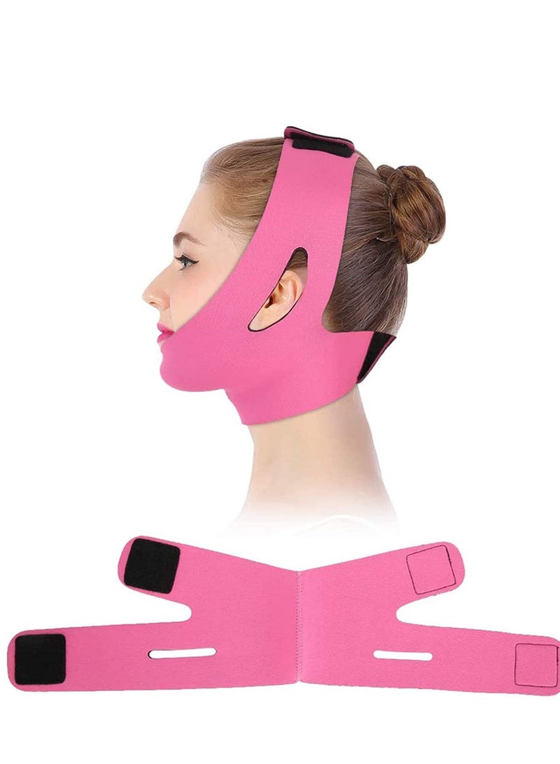 SOLARAE Face Slimming Cheek Mask, V Face Line Belt Breathable Chin Lift Up Anti Wrinkle Sleep Mask Strap(Rose Red) - Image 1