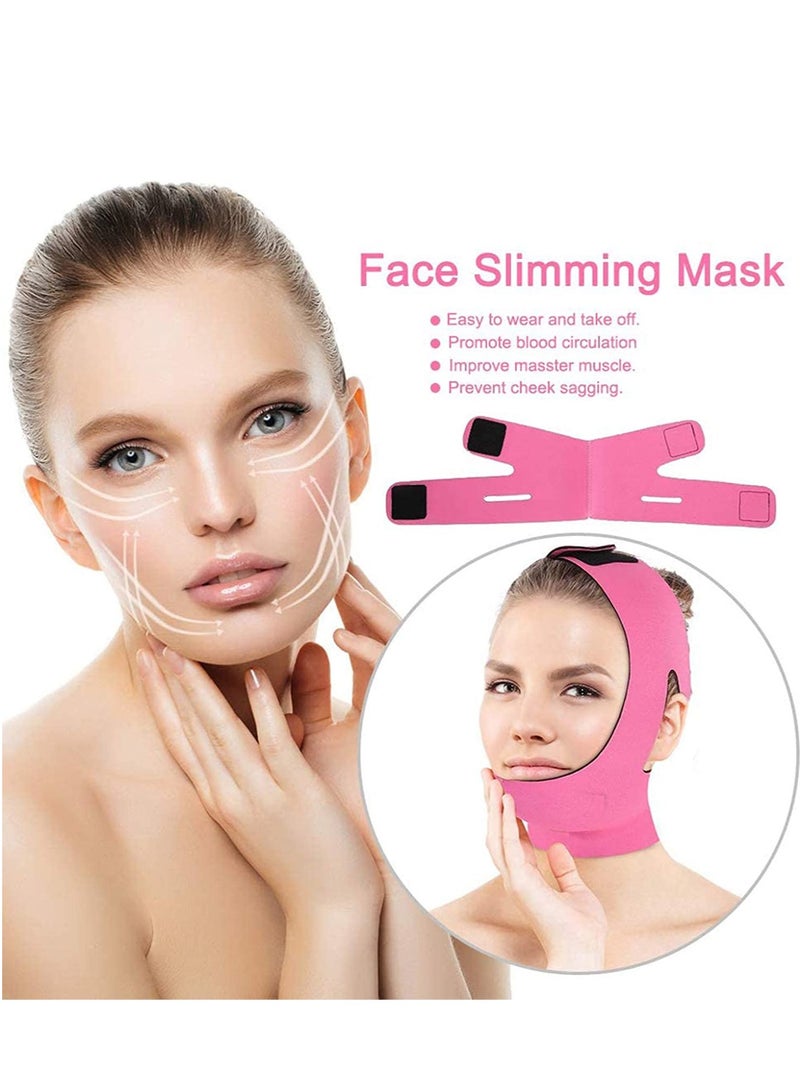 SOLARAE Face Slimming Cheek Mask, V Face Line Belt Breathable Chin Lift Up Anti Wrinkle Sleep Mask Strap(Rose Red) - Image 2