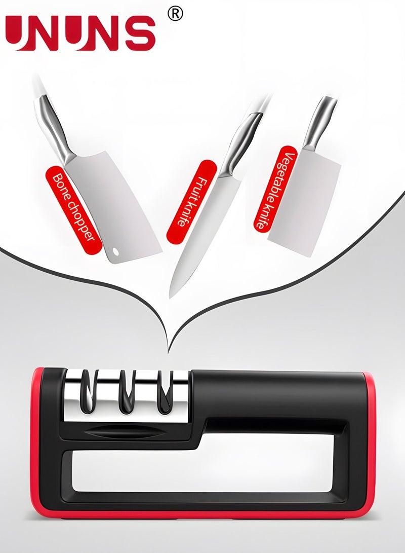UNUNS Kitchen Knife Sharpener,Non-slip Base And Ergonomic Design,3-stage Detachable Knife Sharpener Helps Repair,Restore,Polish Blades And Cut-Resistant - Image 5