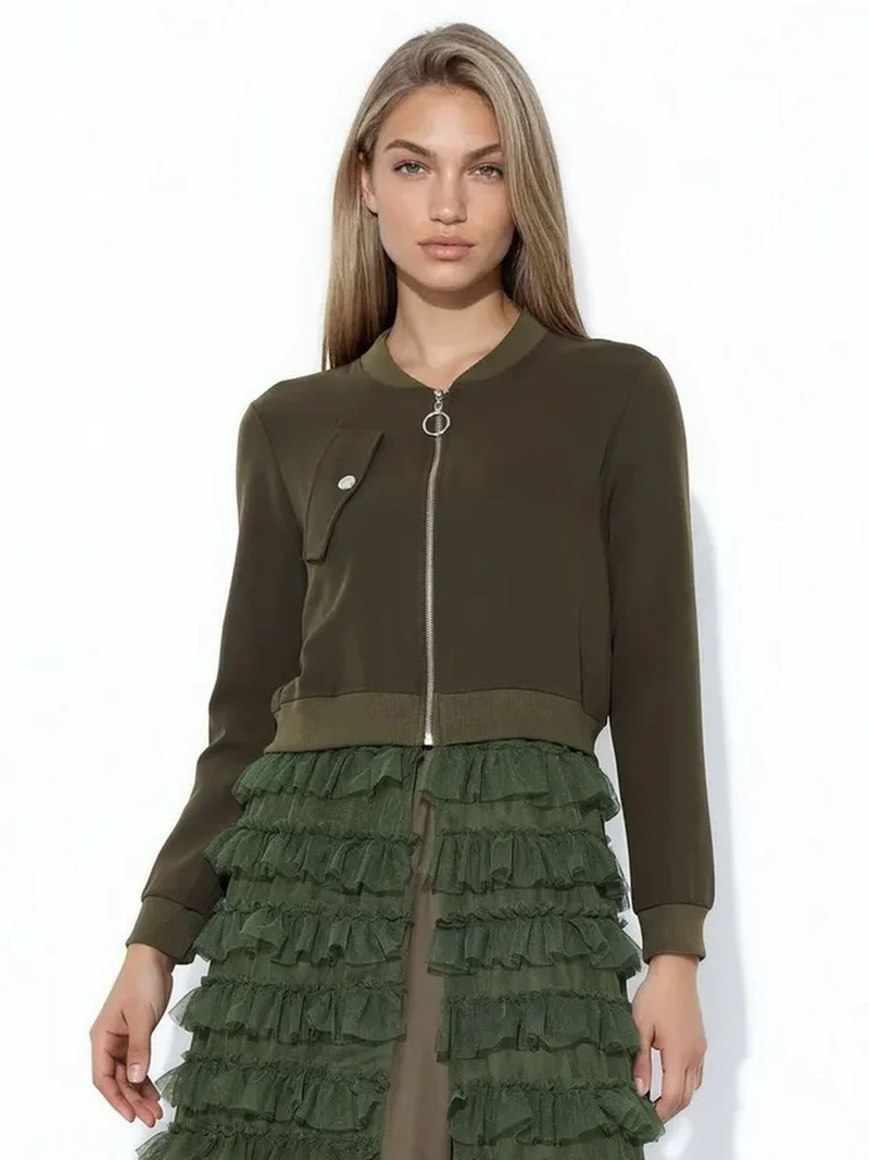 جينيفر Long Textured Poplin Jacket