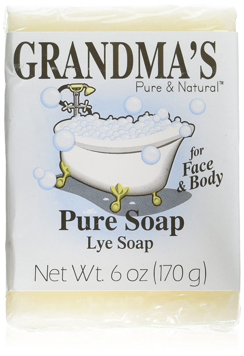 ldreamam Grandma's Pure Lye Soap Bar - 6.0 oz Unscented Face & Body Wash Cleans with No Detergens, Dyes & Fragrances - 60018 (4 Pack) - Image 1