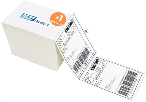 9527 Product Fanfold 4 x 6 Direct Thermal Labels White Perforated Shipping Labels, 1000 Label per Stack,1 Stack - Image 1