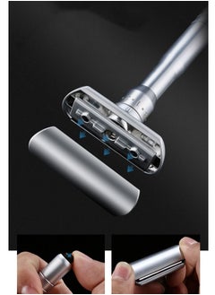 Elaimei Adjustable Sharpness Double Edge Safety Razor Set Silver with 5 Blades  - Image 2