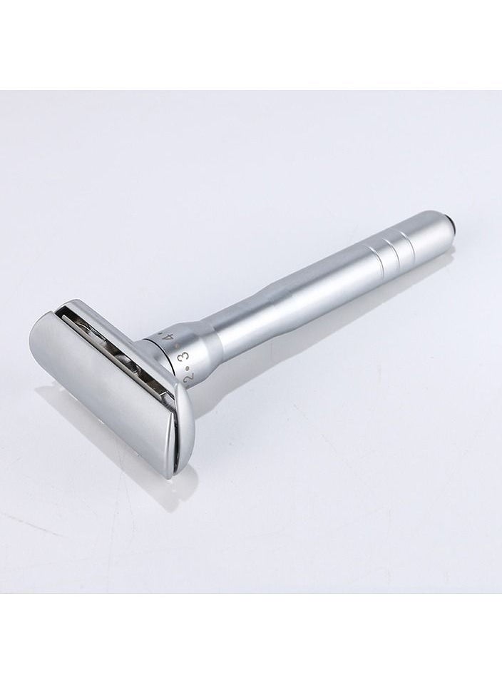 Elaimei - Adjustable Sharpness Double Edge Safety Razor Set Silver with 5 Blades - Image 1