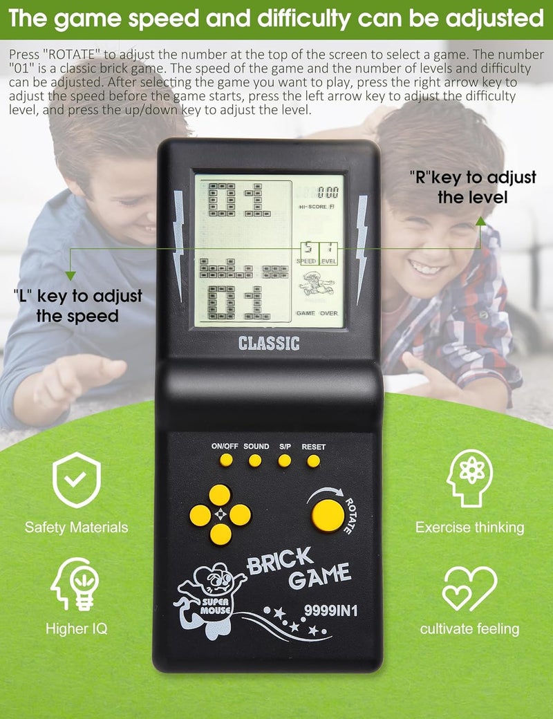 HLF 3.5-inch Large Screen Retro Brick Game Console for The 80s/90s Build in Block Game Racing/Tank Built-in 23 Classic Games Nostalgic Puzzle Children's Console (Black) - Image 3