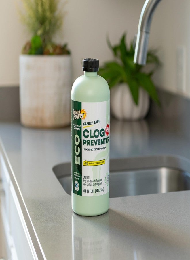 Instant Power Eco Clog Preventer - Enzyme Drain Cleaner Liquid and Deodorizer for Sink, Shower, Toilet, Garbage Disposal Cleaner, Bio-Based Drain Defense, Smell Remover and Odor Eliminator - 32 fl oz - Image 4