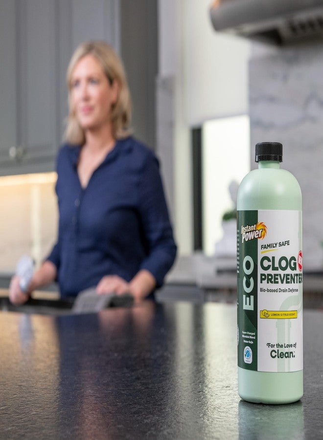 Instant Power Eco Clog Preventer - Enzyme Drain Cleaner Liquid and Deodorizer for Sink, Shower, Toilet, Garbage Disposal Cleaner, Bio-Based Drain Defense, Smell Remover and Odor Eliminator - 32 fl oz - Image 5