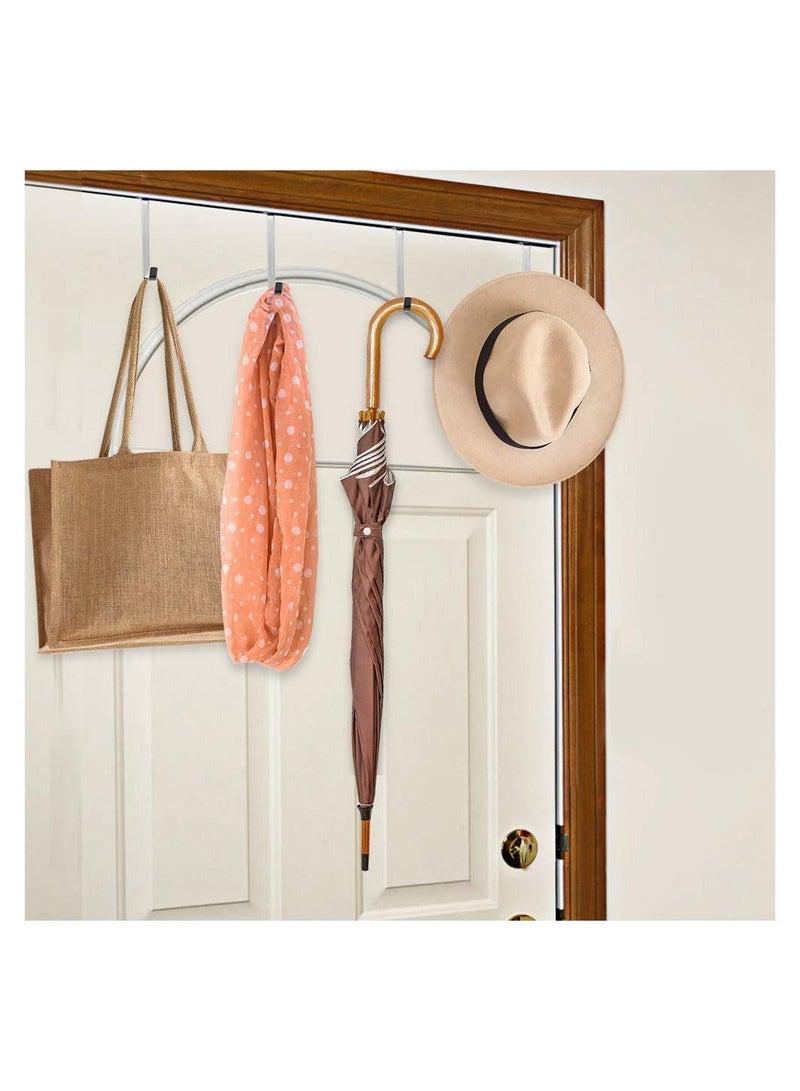 12 Pcs Adjustable Over The Door Hooks, Heavy Duty Stainless Steel Door Hanger and Door Hooks for Living Room, Bathroom, Bedroom, Hanging Keys, Hats,Towels, Coats and Handbags - Image 4