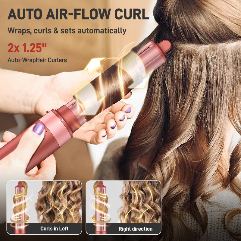 MESCOMB 5 in 1 High-Speed Hot Air Styler, Professional Frizz-Free Hair Dryer Brush, Fast Drying, No Heat Damage Air Styler Wrap for Curl, Volumize, Straighten, Includes Travel Bag (Hot Pink) - Image 4
