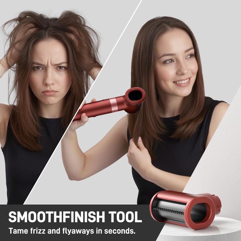 MESCOMB 5 in 1 High-Speed Hot Air Styler, Professional Frizz-Free Hair Dryer Brush, Fast Drying, No Heat Damage Air Styler Wrap for Curl, Volumize, Straighten, Includes Travel Bag (Hot Pink) - Image 3