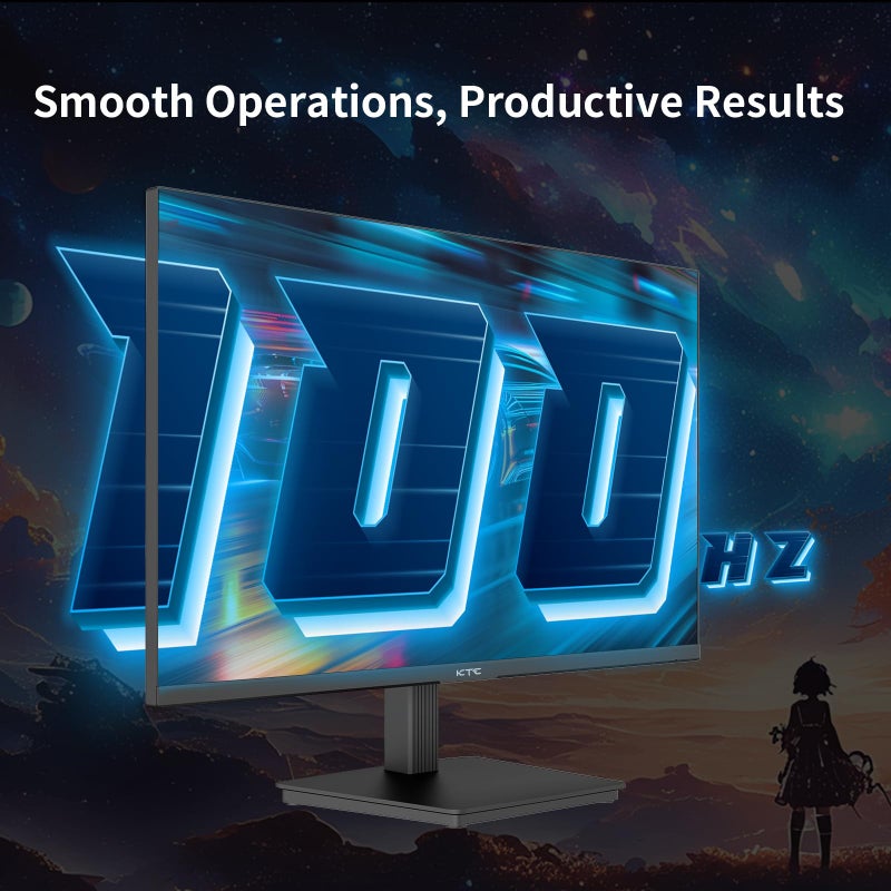 KTC 24 Inch QHD 100Hz Computer Monitor IPS 2K, 1300:1 Contrast, Anti-Blue Light Screen, 122% sRGB, FreeSync & G-Sync Compatible, HDMI2.0 & Display Port 1.4, PC Monitor for Gaming Office Work H24T27 - Image 4