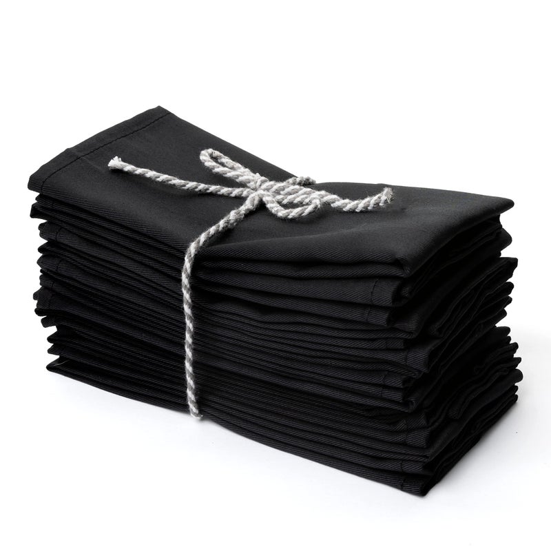 Kitchen Cloth Napkins 12 Pack 18X18 Inches Cotton Blend Soft Fabric with Hemmed Edges Black Dinner Napkins Washable Reusable Durable Linen Napkins for Parties Table Setting Decor Black by PERLLI