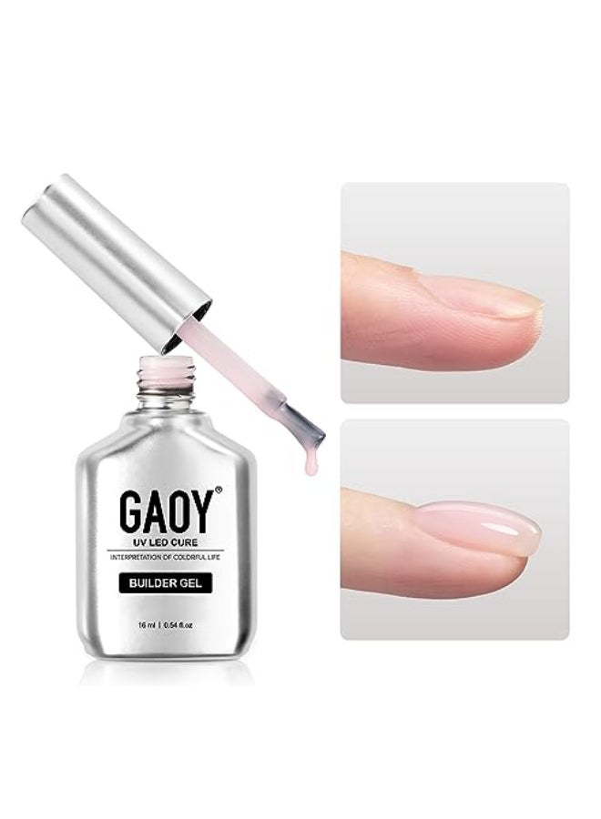 GAOY Builder Gel for Nails 16ml Nail Strengthener in a Bottle Nail Extension Hard Gel Soak Off Long Lasting UV Light Cure 1726 Baby Pink Base Coat Top Coat Needed - Image 1
