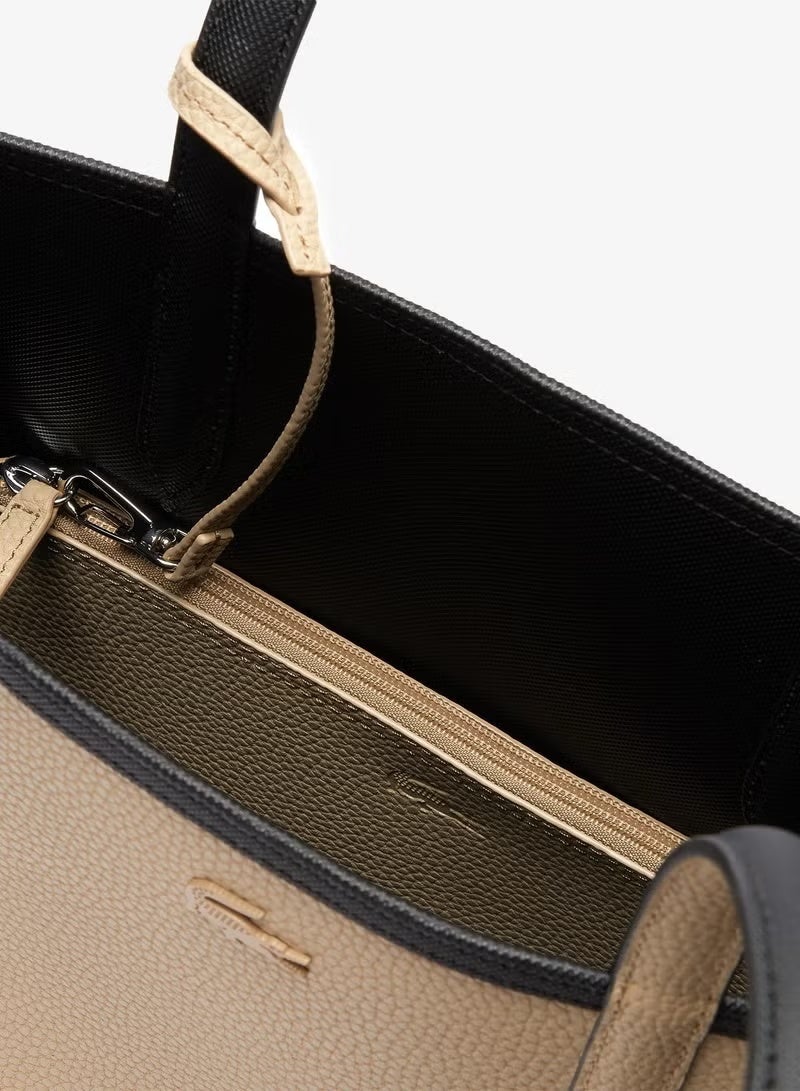 Lacoste Women's Double sided Two tone Large Capacity Handbag, Fashionable Multi functional, Black/Brown - Image 2