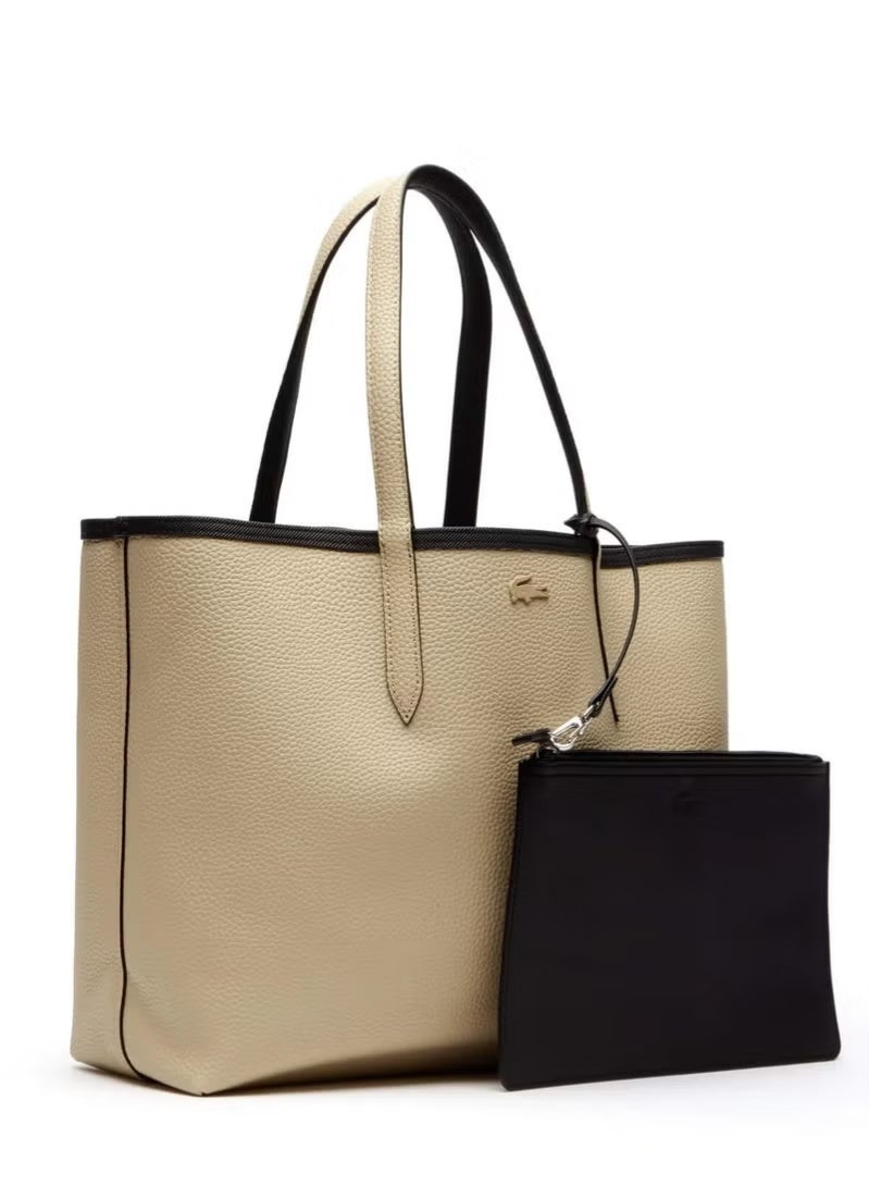Lacoste Women's Double sided Two tone Large Capacity Handbag, Fashionable Multi functional, Black/Brown - Image 5