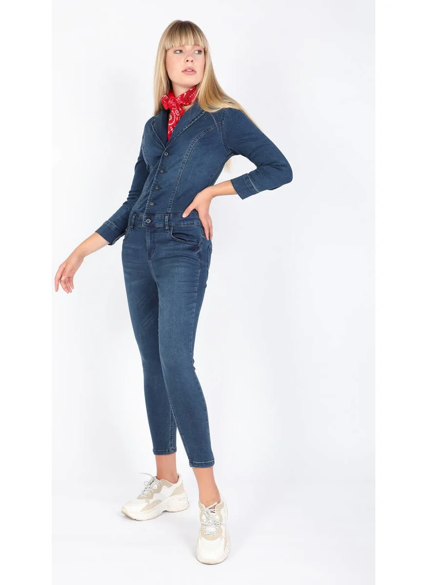 Banny Jeans Women Dark Navy Blue Jean Jumpsuit Pants