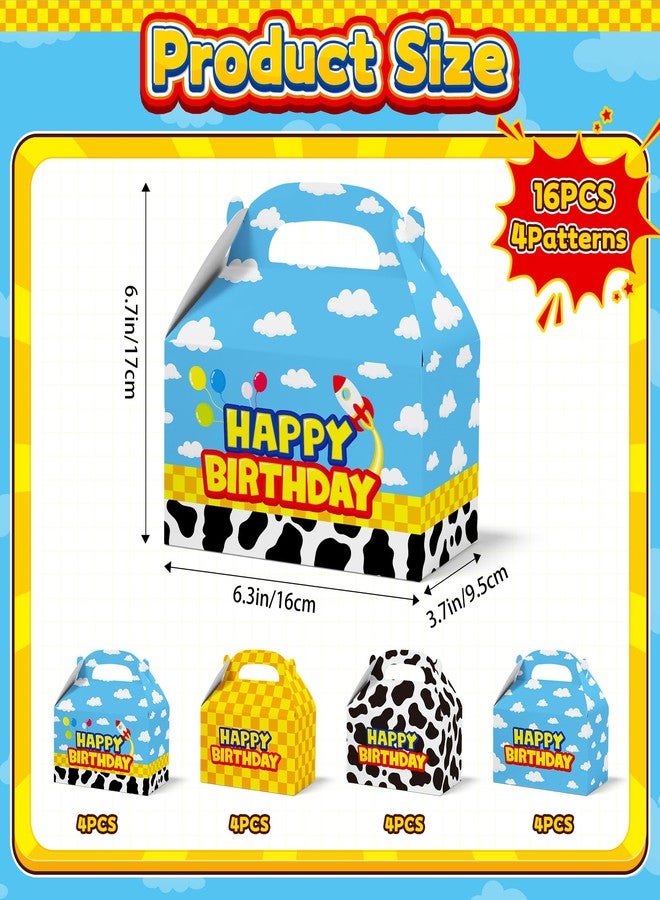Bsenhe 16PCS Cartoon Story Gift Bag, Cartoon Story Birthday Decorations Goodie Bags Party Favor Boxes for Toy Theme Birthday Party Supplies Sky White Cloud Cow Print Candy Bags - Image 2