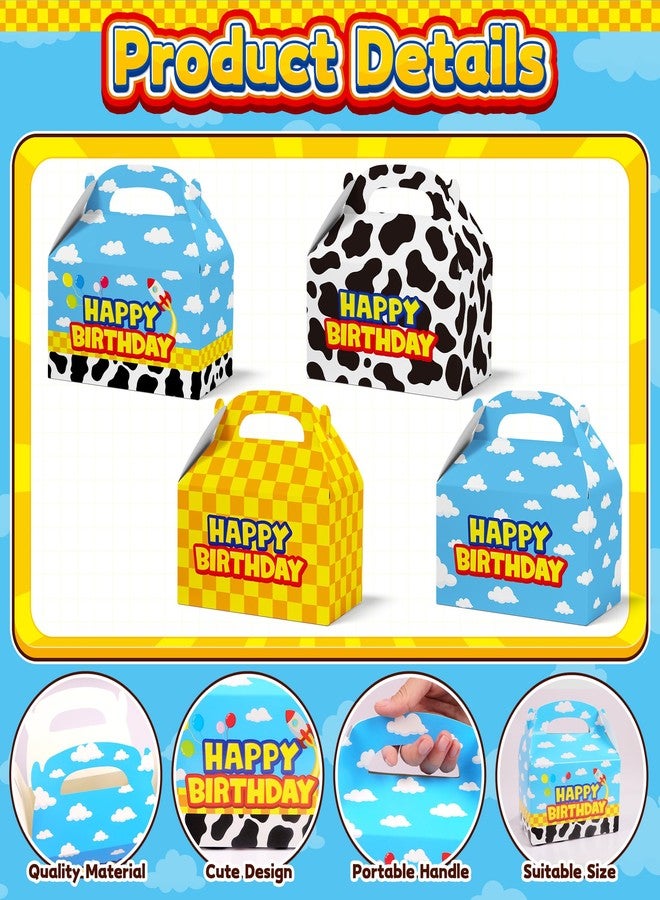 Bsenhe 16PCS Cartoon Story Gift Bag, Cartoon Story Birthday Decorations Goodie Bags Party Favor Boxes for Toy Theme Birthday Party Supplies Sky White Cloud Cow Print Candy Bags - Image 3