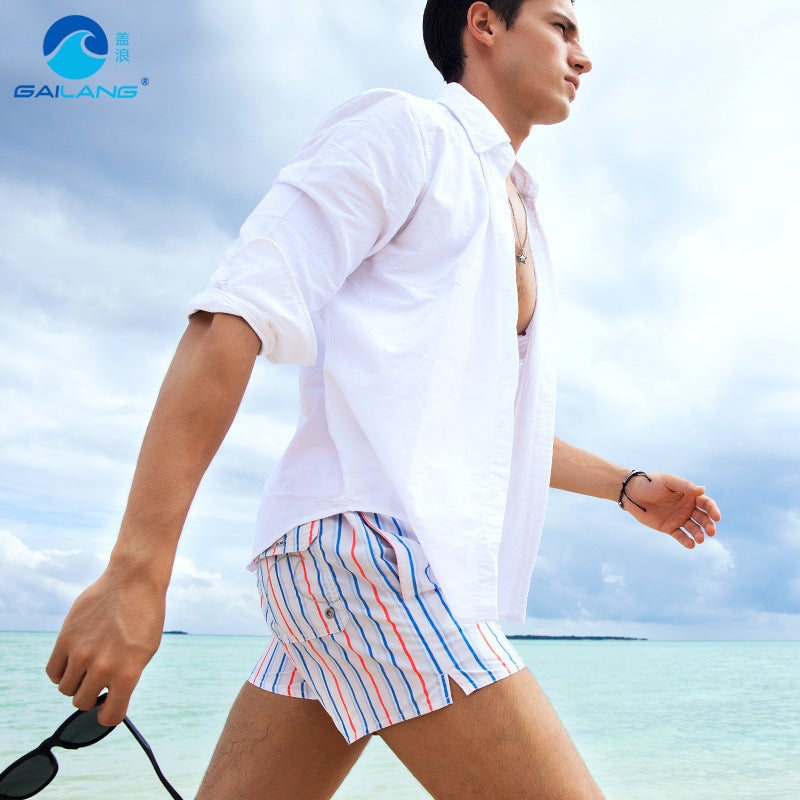 Men's Quick-Dry Swim Shorts with Striped Pattern - Image 3