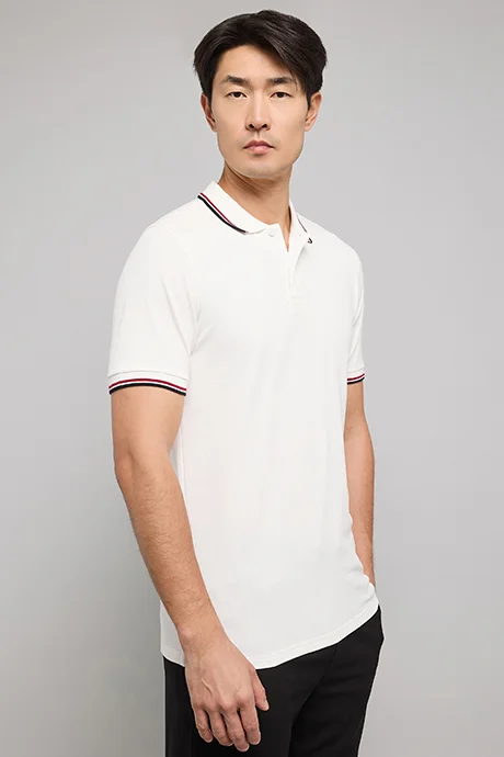 R&B Tipping Detail Polo T-Shirt with Short Sleeves