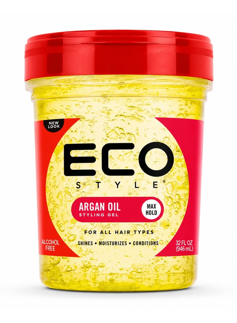 Eco Style Argan Oil Styling Gel Max Hold 946ml | Alcohol-Free Hair Gel for Strong Hold, Shine & Smooth Styling | For All Hair Types - Image 3