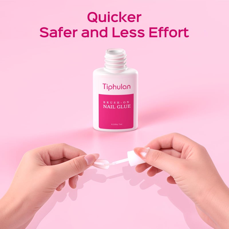 TIPHULAN 28ml Brush On Nail Glue for Press On, Acrylic Nails - Super Strong, Durable & Long-Lasting, Mess Free, Travel Friendly, 0.92 oz(4PCS) - Image 3