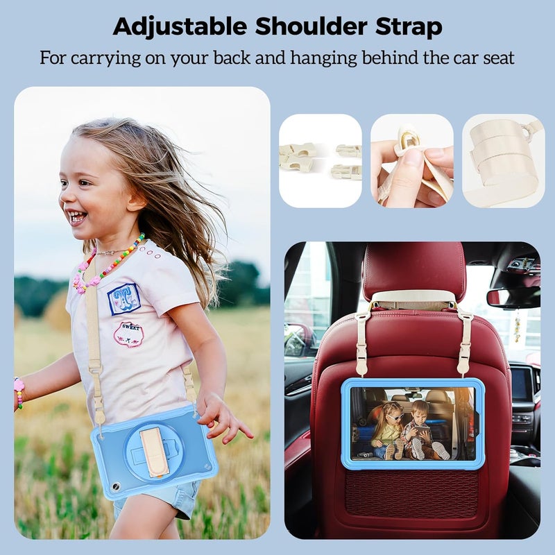 Procases Compatible For Galaxy Tab A9 8.7 Inch 2023 Case, Heavy Duty Shockproof Rugged Case 360 Degree Rotatable Kickstand Protective Cover For 8.7" Tab A9 Tablet Sm-X110/X115/X117 -Blue - Image 2