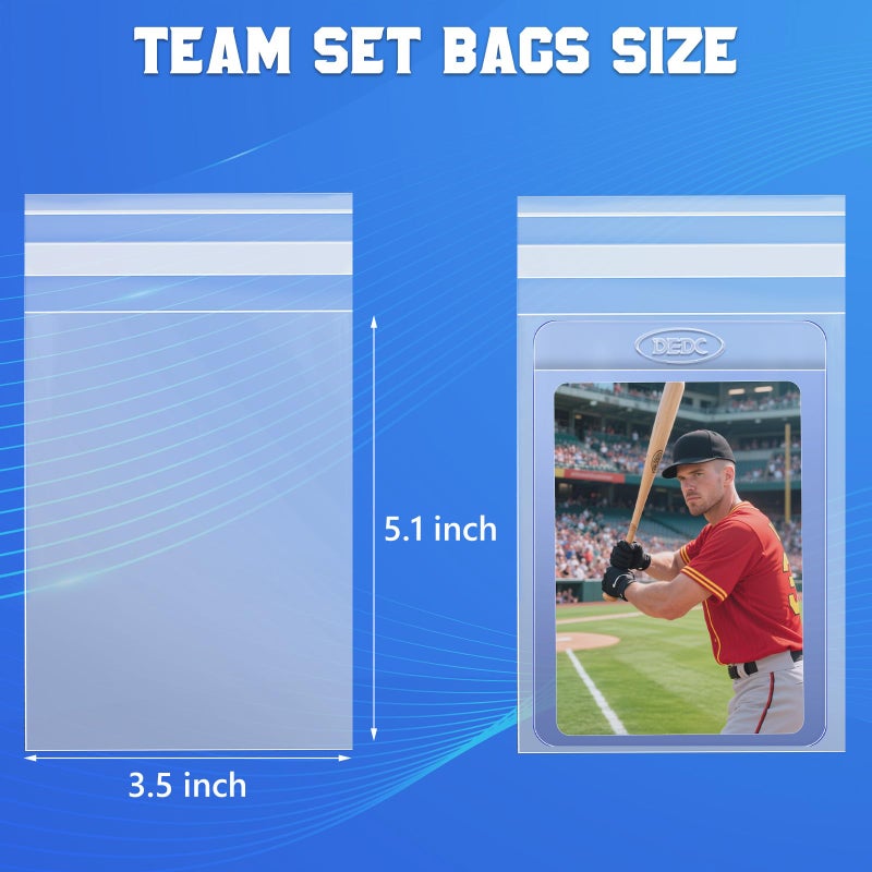 DEDC 200Pcs Team Set Bags Resealable Card Holder for Semi Rigid Card Sleeves Team Bags for Trading Cards Card Grading Fits Semi Rigid Sleeves - Image 4