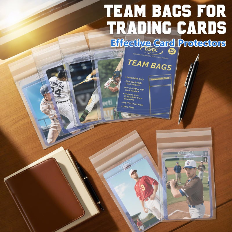 DEDC 200Pcs Team Set Bags Resealable Card Holder for Semi Rigid Card Sleeves Team Bags for Trading Cards Card Grading Fits Semi Rigid Sleeves - Image 5