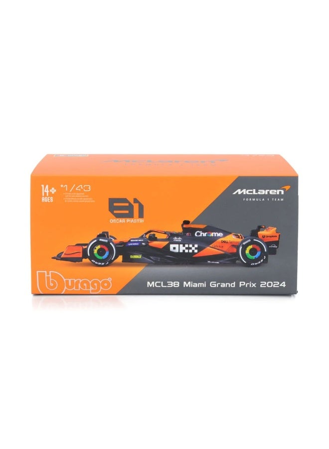 Bburago Bburago F1 Miami Grand Prix2024 McLaren MCL38 #81 Piastri Die-cast Car (1:24, Orange/Black) - Image 1