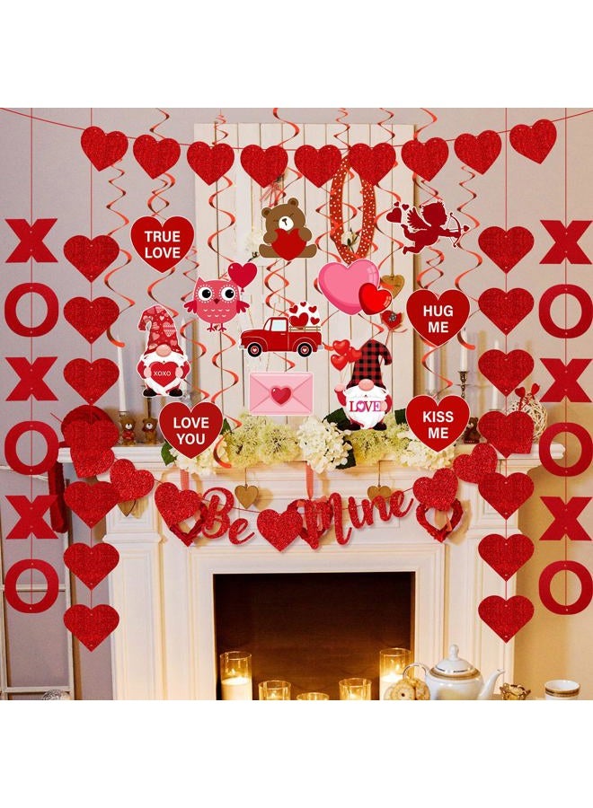 Fullhawl 30 Pcs Valentines Day Hanging Swirls Love Heart Hanging Garlands Banner Valentines Day Decorations Set for Home Classroom Office Wedding Party Anniversary - Image 3