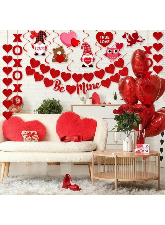 Fullhawl 30 Pcs Valentines Day Hanging Swirls Love Heart Hanging Garlands Banner Valentines Day Decorations Set for Home Classroom Office Wedding Party Anniversary - Image 4
