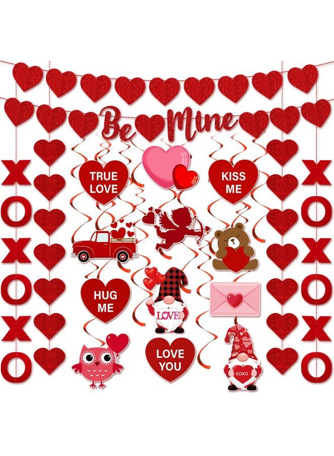 Fullhawl 30 Pcs Valentines Day Hanging Swirls Love Heart Hanging Garlands Banner Valentines Day Decorations Set for Home Classroom Office Wedding Party Anniversary - Image 1