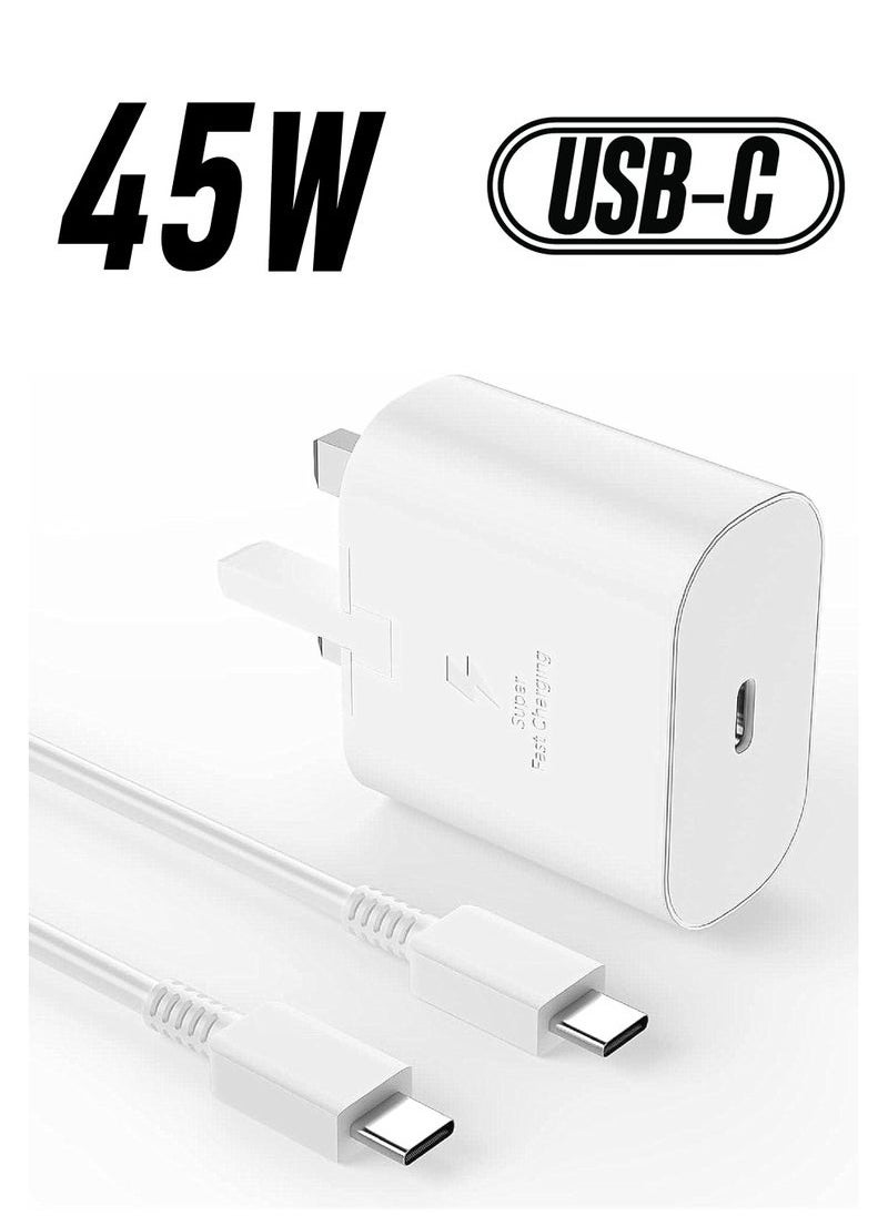 Generic 45w Samsung Power Adapter 45W With Cable Super Fast Charger Type C Samsung Super Fast Charger 45W with USB-C Cable, Android Charger for Samsung Galaxy S23 Ultra/S23/S23+/S22/S22 Ultra/S22+/Note 10/20/S20/S21/Tab S7/S8/also for Huawei/Xiaomi/iPhone 16/16 Plus/16 Pro/16 Pro Max/iPhone 15/15 Pro Max/15 Plus/15 Pro/iPad Pro/AirPods,etc  - Image 1
