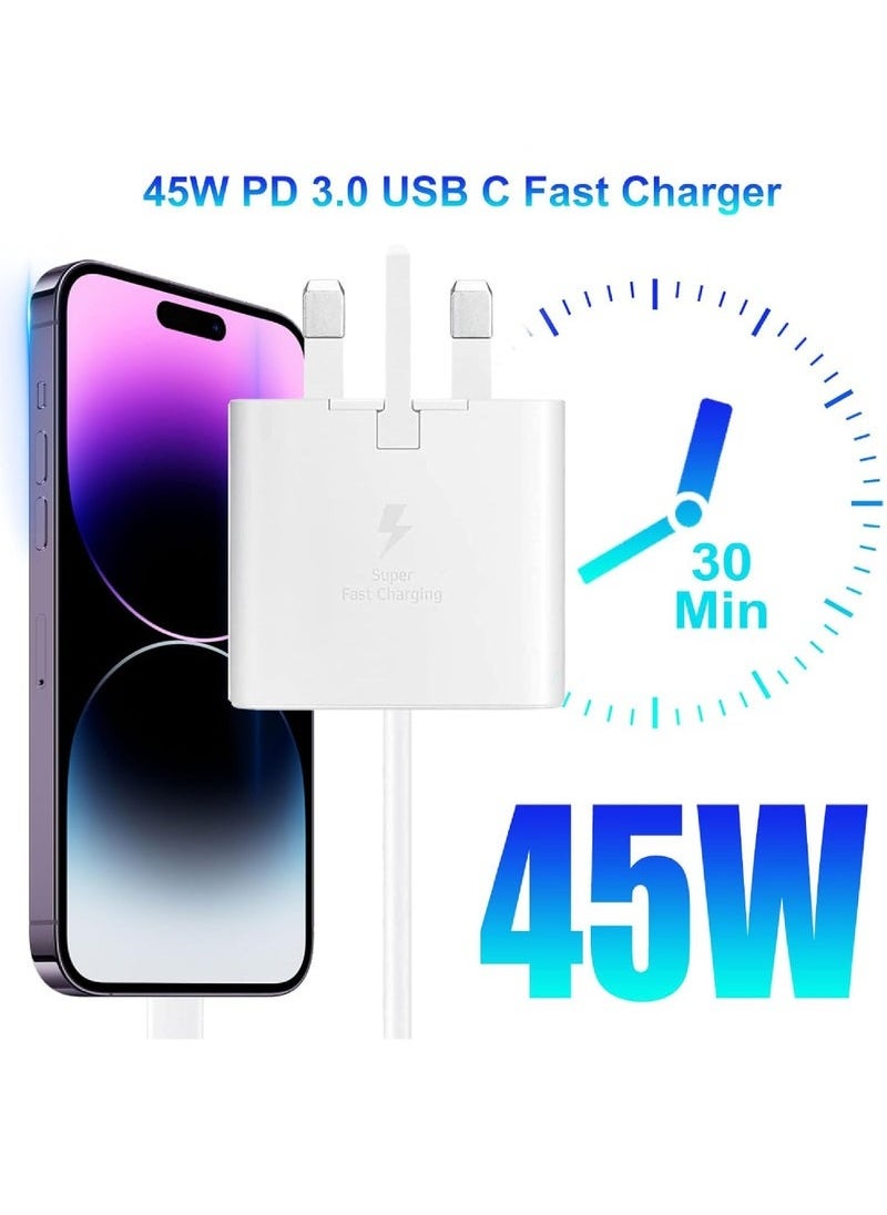 Generic 45w Samsung Power Adapter 45W With Cable Super Fast Charger Type C Samsung Super Fast Charger 45W with USB-C Cable, Android Charger for Samsung Galaxy S23 Ultra/S23/S23+/S22/S22 Ultra/S22+/Note 10/20/S20/S21/Tab S7/S8/also for Huawei/Xiaomi/iPhone 16/16 Plus/16 Pro/16 Pro Max/iPhone 15/15 Pro Max/15 Plus/15 Pro/iPad Pro/AirPods,etc  - Image 2