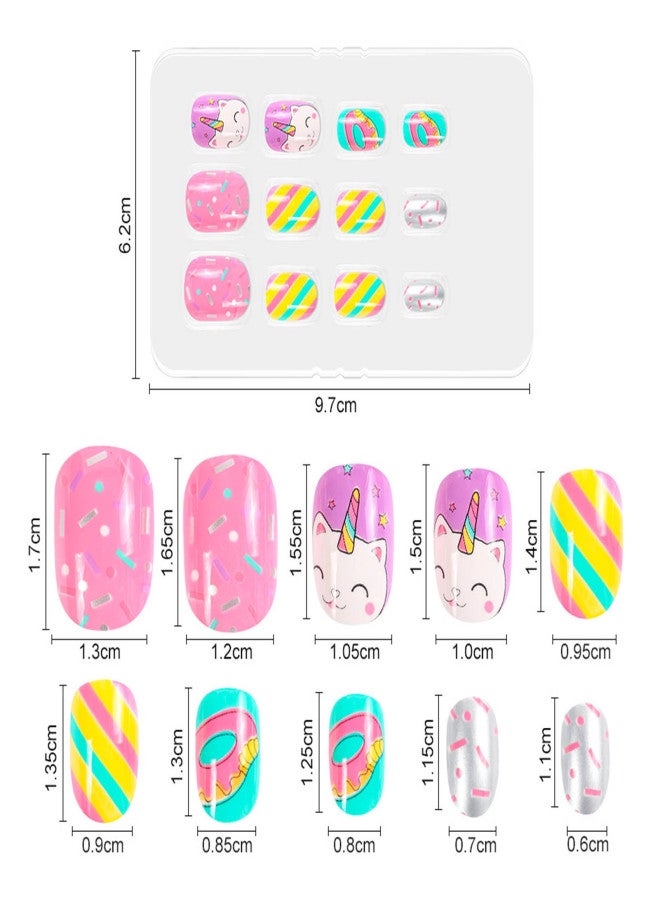 DOUBORQ 84Pcs 7 Days Cute Design Nail Tips for Children Press On False Nails Set Manicure DIY - Image 5