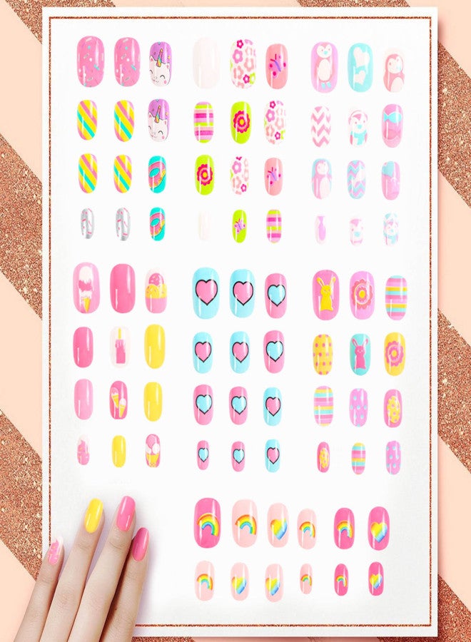 DOUBORQ 84Pcs 7 Days Cute Design Nail Tips for Children Press On False Nails Set Manicure DIY - Image 3