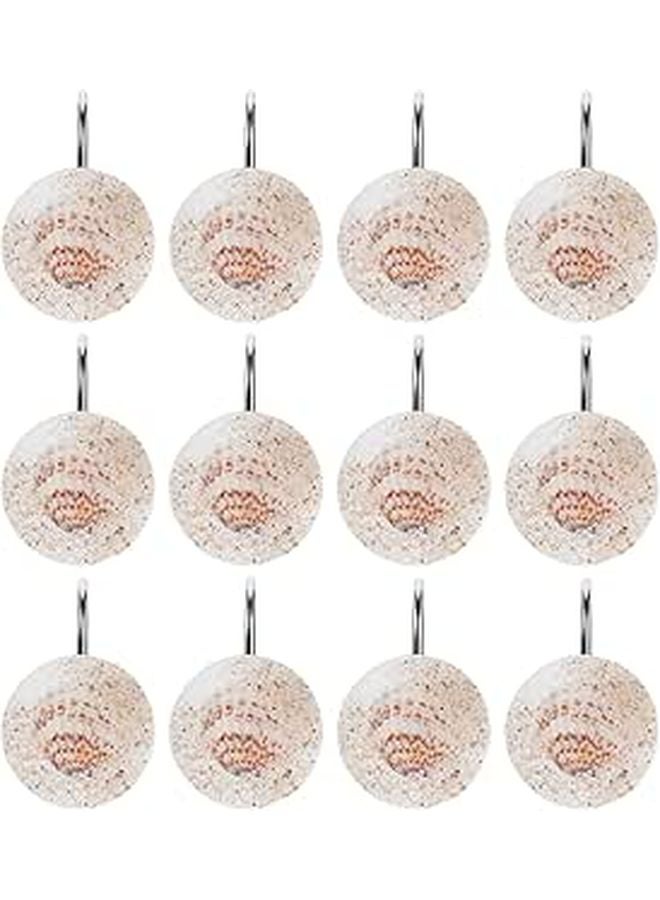 Resin Seashell Shower Curtain Hooks 12pcs Ocean Theme Bathroom Decor - Image 1
