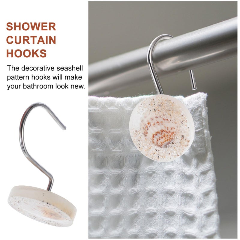 Resin Seashell Shower Curtain Hooks 12pcs Ocean Theme Bathroom Decor - Image 4